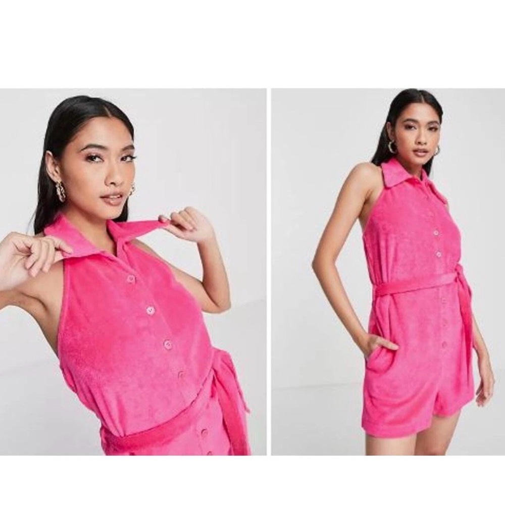 & Other Stories Bright Hot Pink Terry Romper